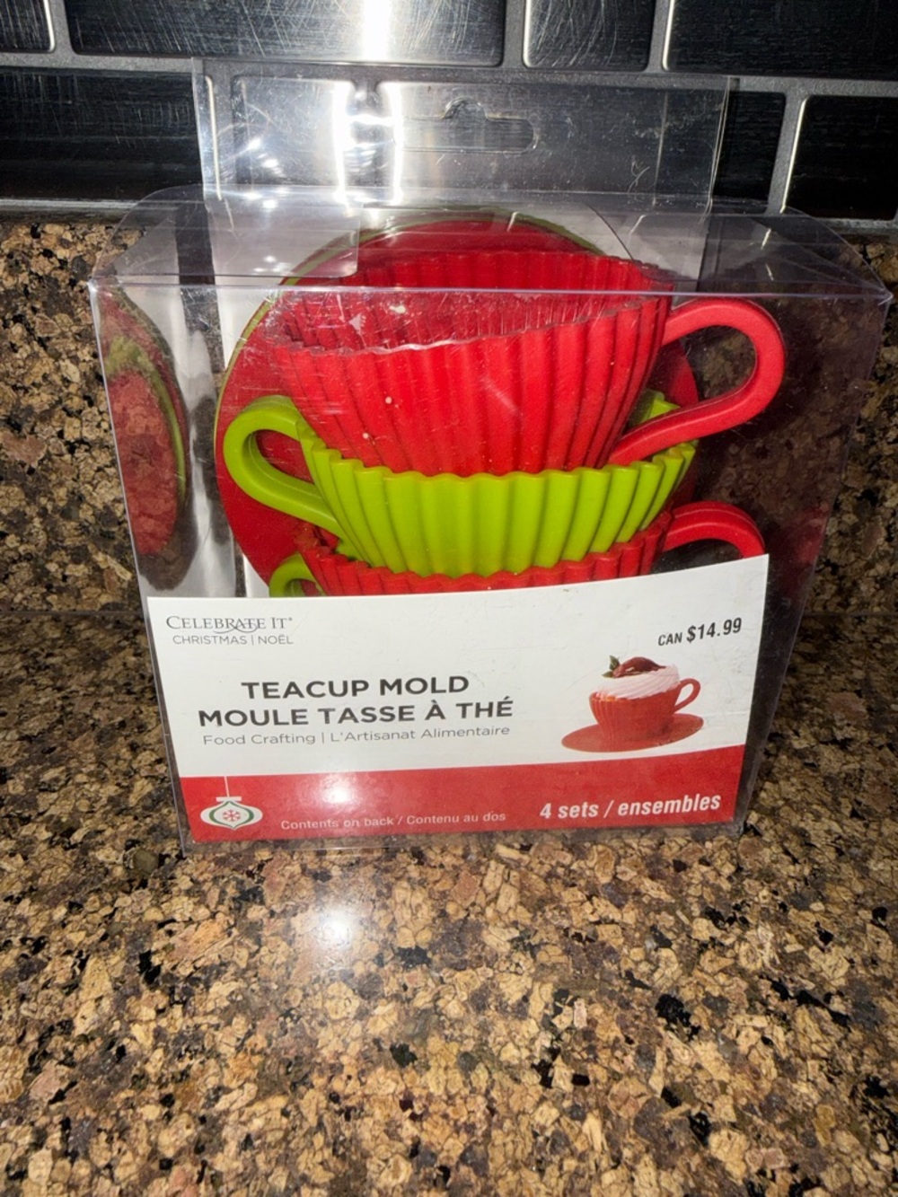 Teacup Mold Set - Red & Green Silicone Baking Molds for Food Crafting (4 Sets)